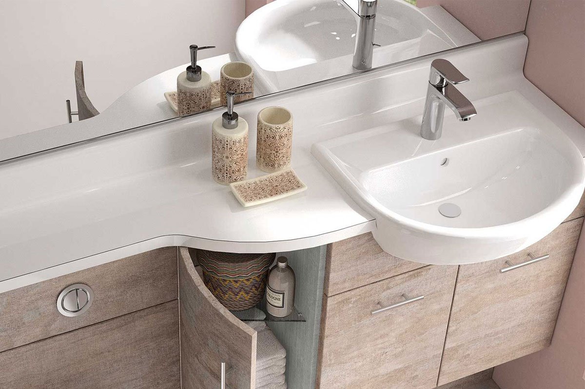 Curved Depth Reduction Design Bathroom Units